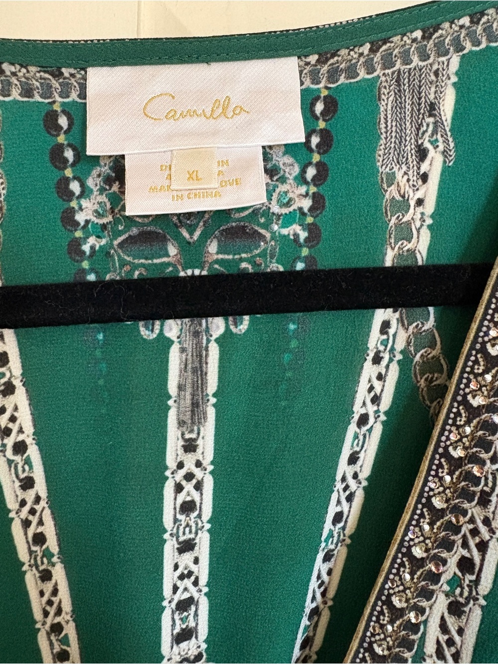 Camilla “A Venice Veil” Embellished Silk Maxi Gown Dress Emerald Green XL - Picture 4 of 15